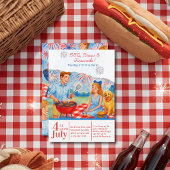 Retro BBQ Brews Fireworks Picnic 4th of July 250th Kaart