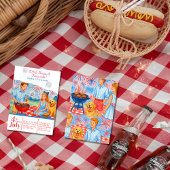 Retro BBQ Brews Fireworks Picnic 4th of July 250th Kaart