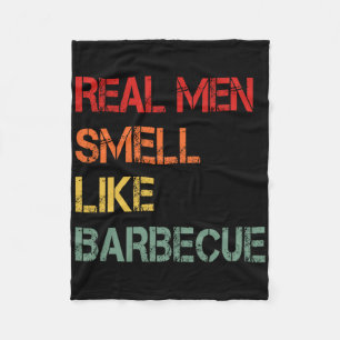 Retro Bbq Echte Mannen Ruiken Naar Barbecuerok Gra Fleece Deken