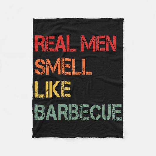 Retro Bbq Echte Mannen Ruiken Naar Barbecuerok Gra Fleece Deken (Voorkant)