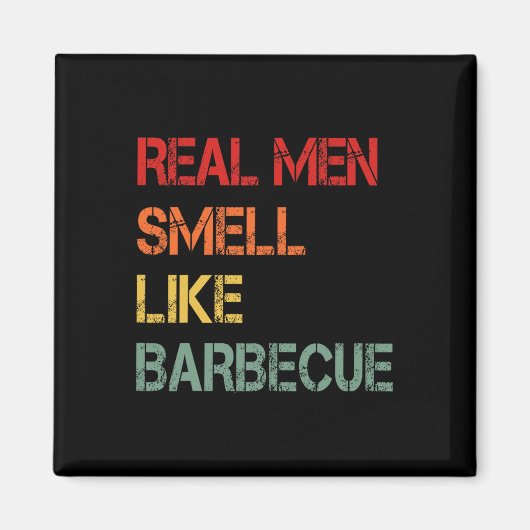 Retro Bbq Echte Mannen Ruiken Naar Barbecuerok Gra Magneet (Voorkant)