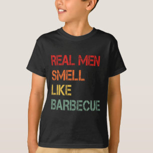 Retro Bbq Echte Mannen Ruiken Naar Barbecuerok Gra T-shirt