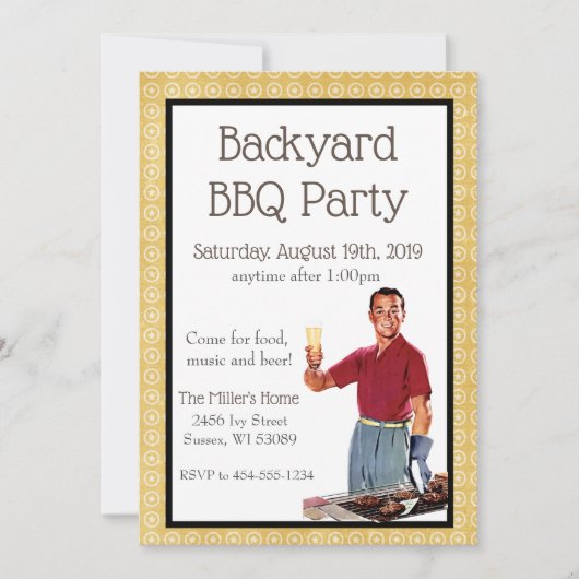 Retro BBQ-feest uitnodiging (Voorkant)