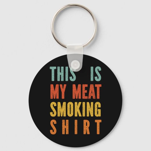 Retro Bbq Mijn Vlees Roken Sleutelhanger (Voorkant)