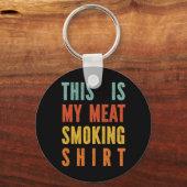Retro Bbq Mijn Vlees Roken Sleutelhanger (Voorkant)