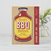 Retro BBQ Sauce Party Uitnodigingen (Staand voorkant)