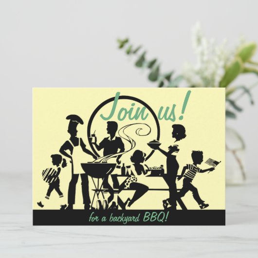 Retro BBQ-uitnodigingen - 50 Barbecue-uitnodiginge Kaart (Staand voorkant)