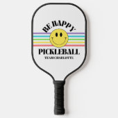 Retro Be Happy Face Pickleball Rainbow Pickleball Paddle (Voorkant)