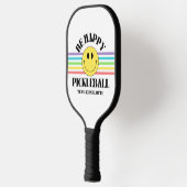 Retro Be Happy Face Pickleball Rainbow Pickleball Paddle (Links)