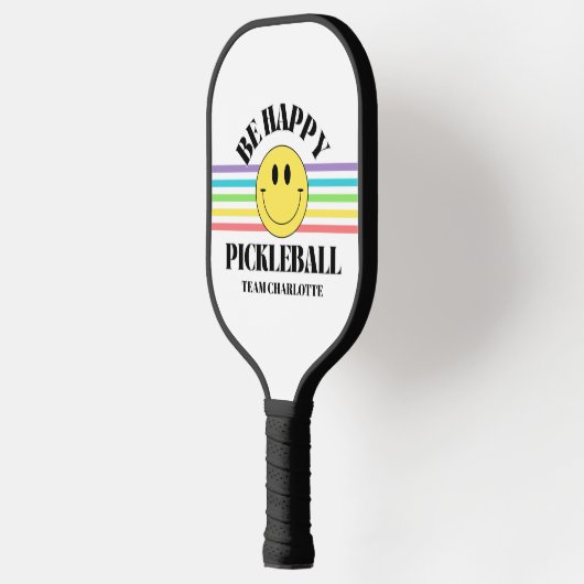 Retro Be Happy Face Pickleball Rainbow Pickleball Paddle (Links)