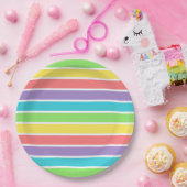 Retro Be Happy Face Pickleball Rainbow Verjaardag Papieren Bordje (Feest)