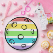 Retro Be Happy Face Pickleball Rainbow Verjaardag Papieren Bordje (Feest)