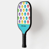 Retro Be Happy Face Pickleball Rainbow Verjaardag Pickleball Paddle (Links)