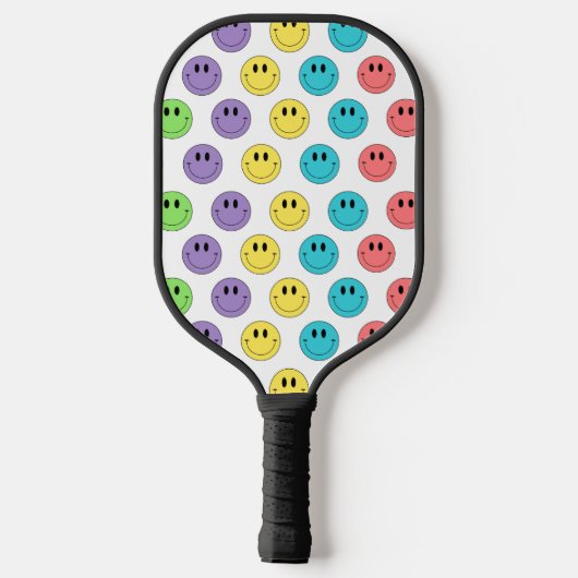 Retro Be Happy Face Pickleball Rainbow Verjaardag Pickleball Paddle (Achterkant)