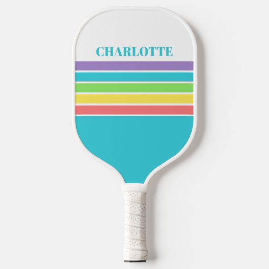Retro Be Happy Pickleball Rainbow Verjaardag Pickleball Paddle (Voorkant)