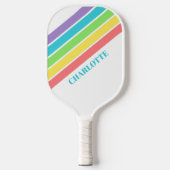 Retro Be Happy Pickleball Rainbow Verjaardag Pickleball Paddle (Voorkant)