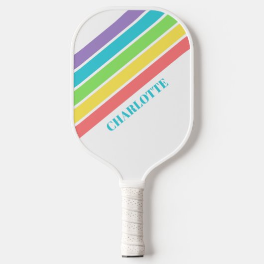 Retro Be Happy Pickleball Rainbow Verjaardag Pickleball Paddle (Voorkant)