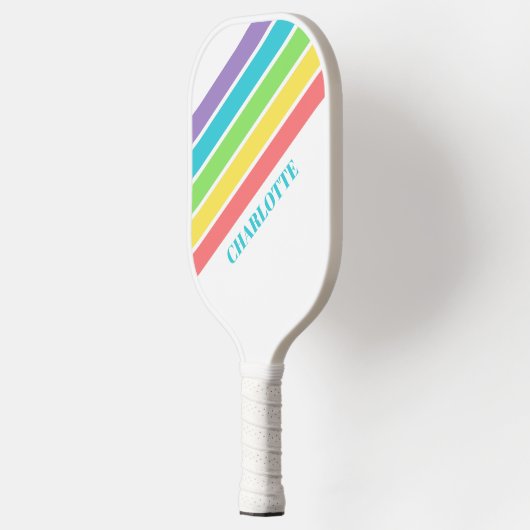 Retro Be Happy Pickleball Rainbow Verjaardag Pickleball Paddle (Links)