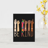 Retro Be Kind Handgebarentaal ASL Puzzel Autisme Kaart (Gele Bloem)