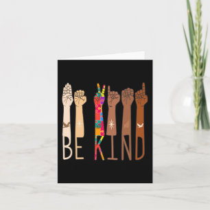 Retro Be Kind Handgebarentaal ASL Puzzel Autisme Kaart