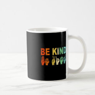 Retro Be Kind Handteken ASL Autisme Awareness Mann Koffiemok
