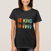 Retro Be Kind Handteken ASL Autisme Awareness Mann T-shirt (Voorkant)