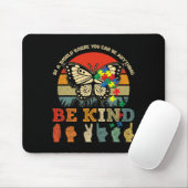 Retro Be Kind Puzzel Vlinder ASL Leraar Autisme Muismat (Met muis)