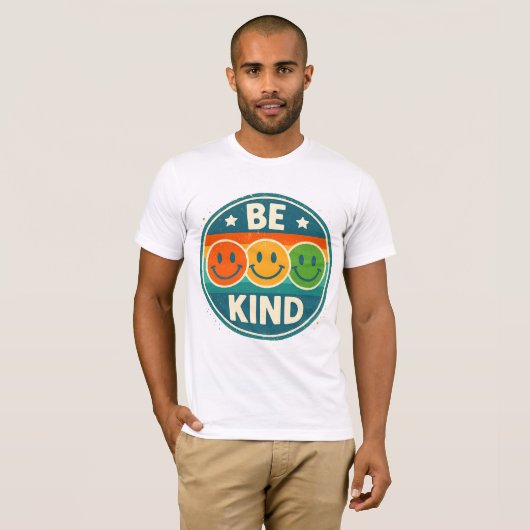 Retro Be Kind Smiley Gezicht T-shirt (Voorkant volledig)