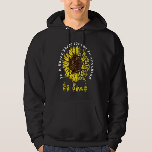 Retro Be Kind Sunflower Peace Hand Sign Mental Hea Hoodie (Voorkant)