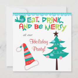 Retro be Merry Typography Holiday Party Kaart