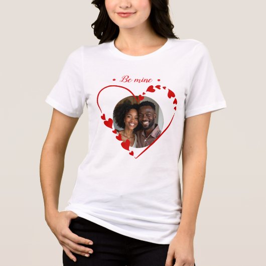 Retro Be Mine Script & Sketch Hart Foto  Tri-Blend Shirt (Voorkant)