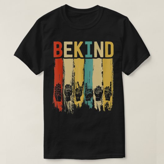 Retro be Sind Sign Language for Men Deaf Awarenes T-shirt (Design voorkant)