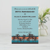 Retro Beach 50th Jubileum Party-uitnodigingen Kaart (Staand voorkant)