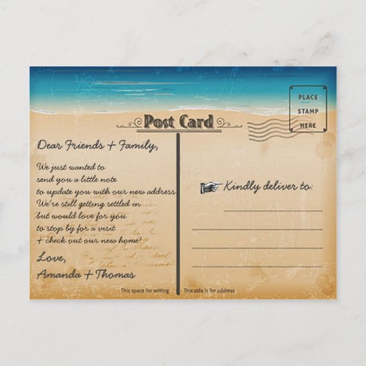  Retro Beach Adreswijziging Foto Aankondigingskaart (Achterkant)