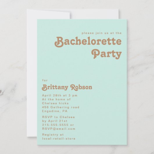 Retro Beach | Aqua Bachelorette Kaart (Voorkant)