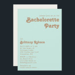 Retro Beach | Aqua Bachelorette Kaart<br><div class="desc">Dit retro strand | uitnodiging van de aqua bachelorette-partij is perfect voor uw eenvoudige , kleurrijke feest in de tropische boho zomerbachelorette. Het unieke bohemische middeleeuwse lettertype geeft dit ontwerp een klassiek, minimalistisch hippiebeeld. Stel dat je op zoek bent naar een design dat heldere, rustige oceaankleuren bevat voor je creatieve...</div>