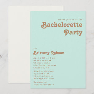 Retro Beach   Aqua Bachelorette Kaart