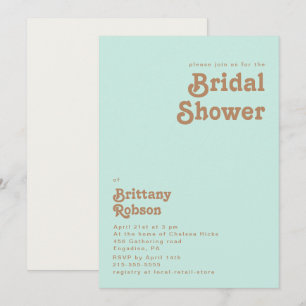 Retro Beach   Aqua Bridal Shower Kaart