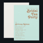 Retro Beach | Aqua Bridal Tea Party Invitation Kaart<br><div class="desc">Dit retro strand | ivoor bridal tea party-uitnodiging is perfect voor je eenvoudige , kleurrijke tropische boho zomerbrudale theefeestje. Het unieke bohemische middeleeuwse lettertype geeft dit ontwerp een klassiek, minimalistisch hippiebeeld. Stel dat je op zoek bent naar een design dat heldere, rustige oceaankleuren bevat voor je creatieve 70's strandbruiloft. In...</div>