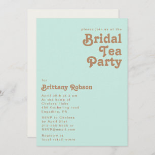 Retro Beach   Aqua Bridal Tea Party Invitation Kaart