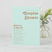 Retro Beach | Aqua Couples Shower Invitation Kaart (Staand voorkant)