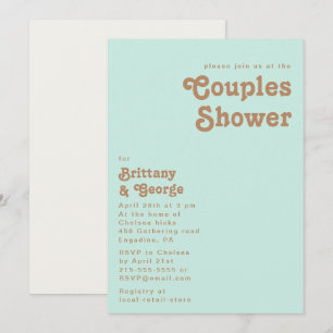Retro Beach   Aqua Couples Shower Invitation Kaart
