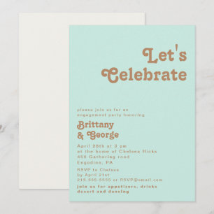 Retro Beach   Aqua Let's Celebrate Invitation Kaart