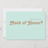 Retro Beach | Aqua Maid of Honor proposal card Kaart (Voorkant)