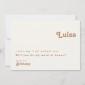 Retro Beach | Aqua Maid of Honor proposal card Kaart (Achterkant)