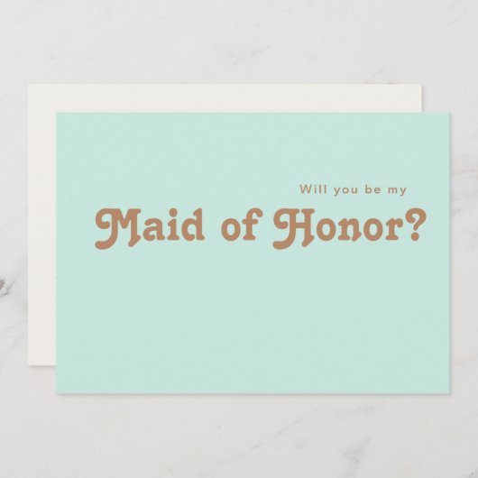 Retro Beach | Aqua Maid of Honor proposal card Kaart (Voorkant / Achterkant)