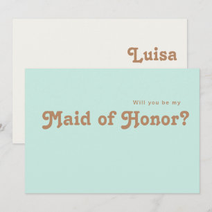 Retro Beach   Aqua Maid of Honor proposal card Kaart