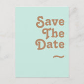 Retro Beach | Aqua Save the Date Briefkaart (Voorkant)