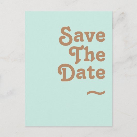 Retro Beach | Aqua Save the Date Briefkaart (Voorkant)