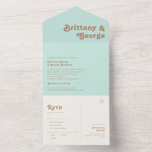 Retro Beach | Aqua Seal and Send All In One Uitnodiging (Binnen)